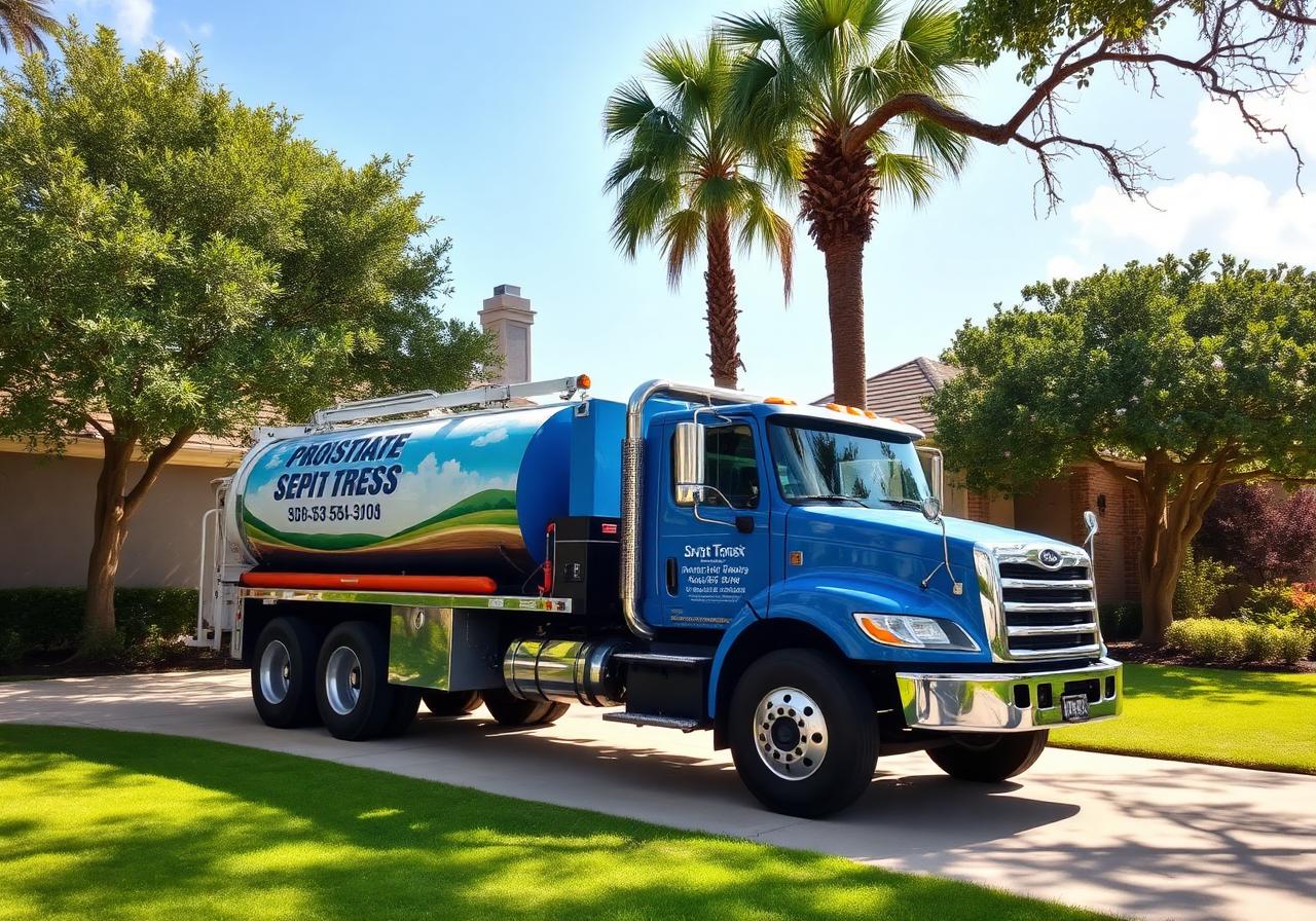 The Honest Septic Family service truck at a Houston home